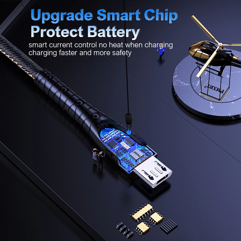 3A микро USB кабель светодиодный свет деним цинковый сплав Быстрая зарядка для Samsung