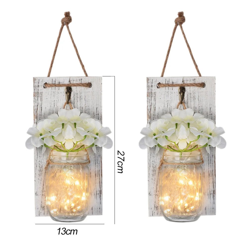 Настенный светильник белая деревянная доска Мейсон банка бра обновление функция