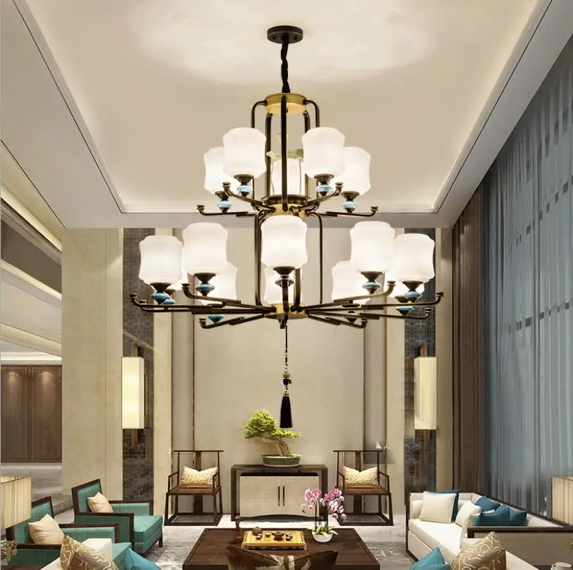 Новая подвесная лампа в китайском стиле для гостиной люстра столовой простая