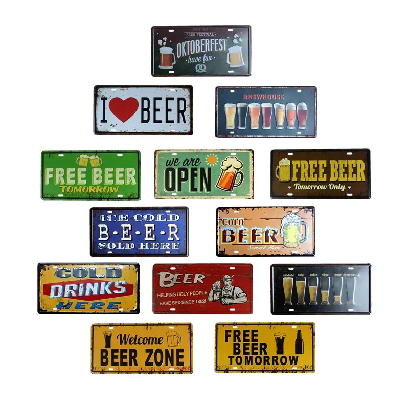 

Beer Plates Bar Signs Plaque Metal Vintage Pub Retro Posters Bar Decoration Pub Decorative Home Decor 15x30cm