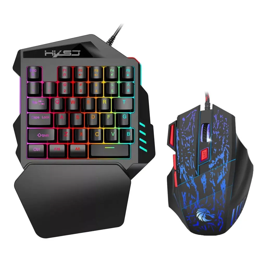 

V100 Mechanical Gaming Keyboard One-handed And H300 RGB Gaming Mouse Combo Gaming USB 35 Keys Keypad Mice