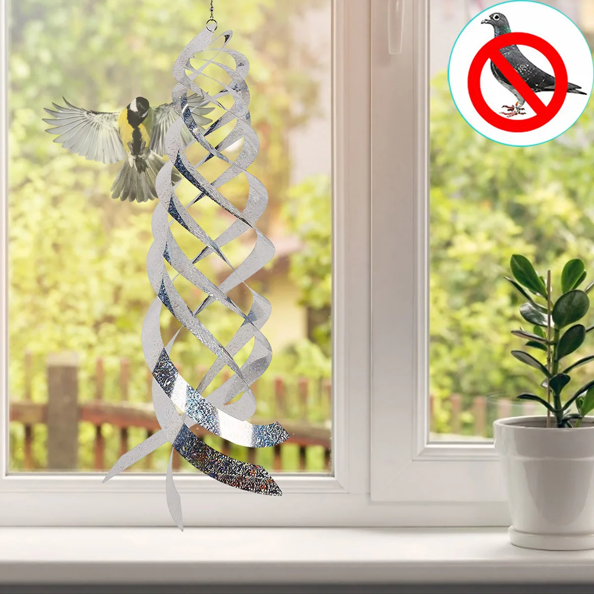 Репеллент для птиц серебряный Спиннер из майлара вращающийся отражающий