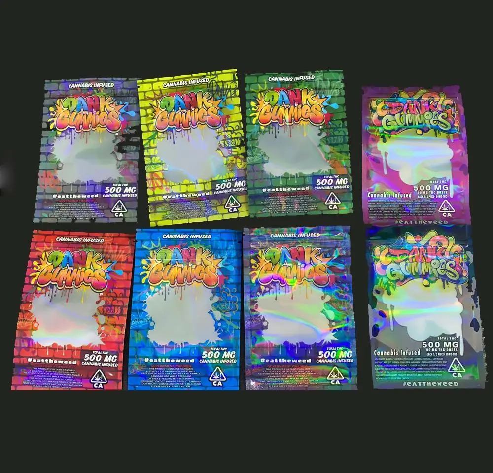 

New Dank Gummy Worms Cookies Mylar Patch Bags 710 Sour Edibles Gummies Packaging For Skittles Smell Proof Bags Ziplock Poly Ba o