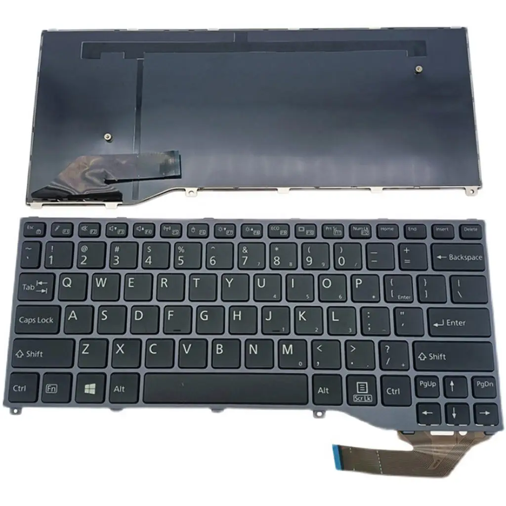 

Keyboard Replaces US Layout English Laptop Parts Backlit with Gray Frame Components for Fujitsu Lifebook U728 U727 P727 U729x