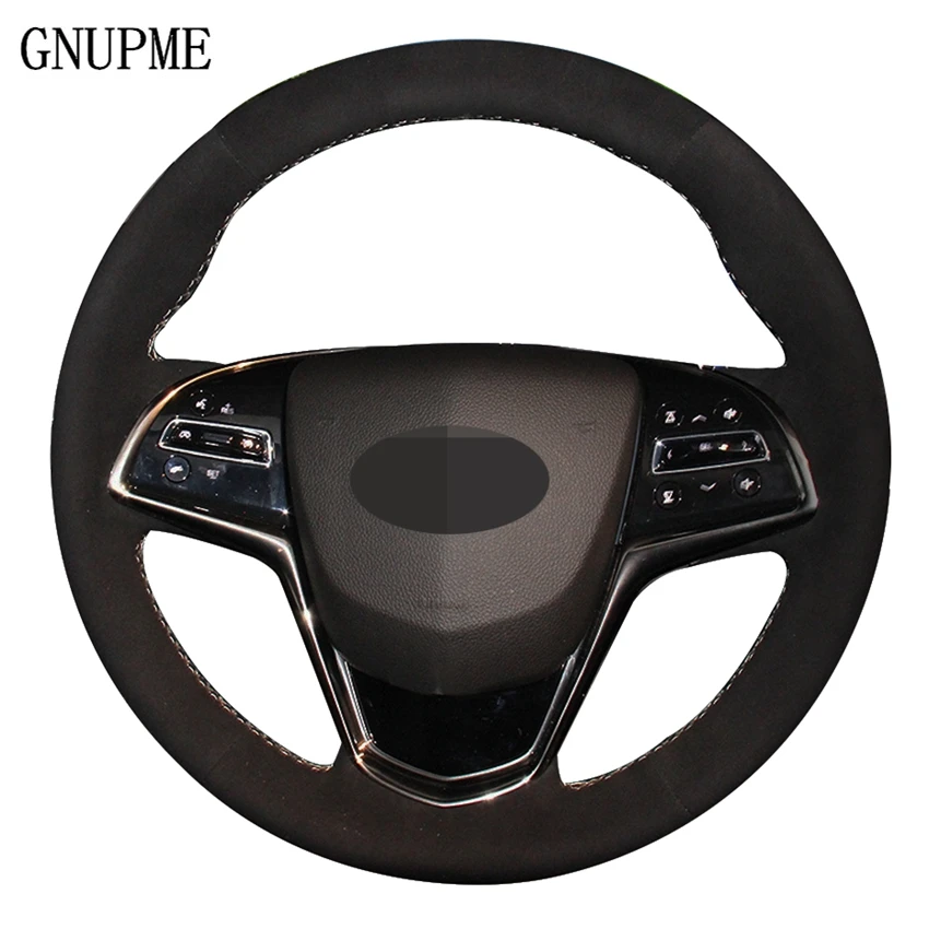 

Black Suede Leather DIY Hand-stitched Car Steering Wheel Cover for Cadillac CTS 2014-2016 ATS 2013-2015