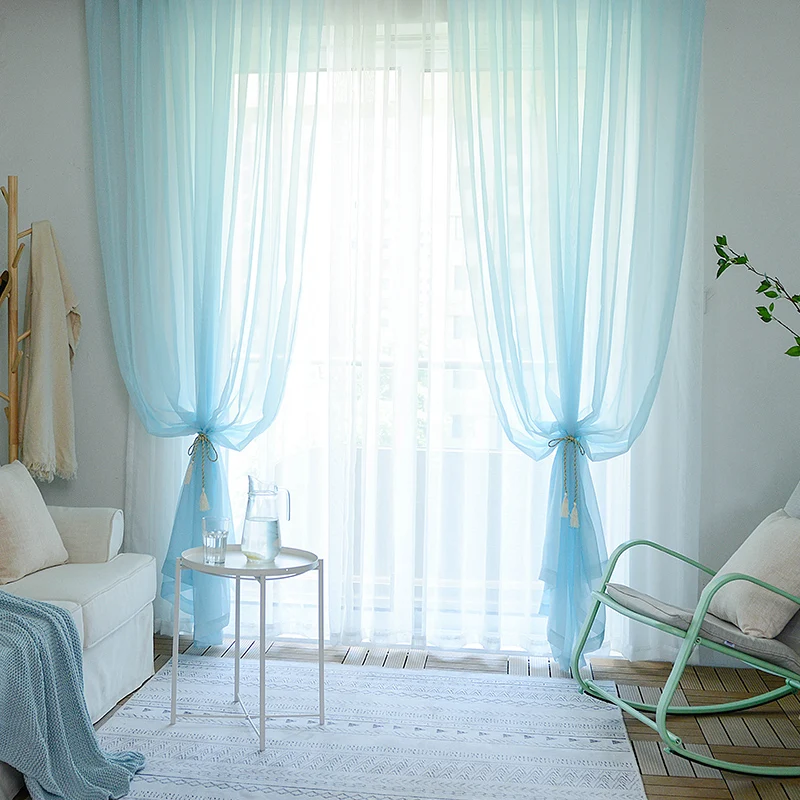 ZRCortinas Индивидуальные Твердые Тюль Curtian для спальни современный прозрачный пряжа