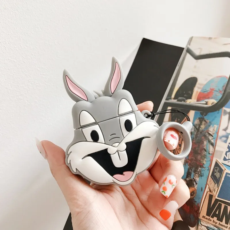 Для Apple AirPods 3D милый мультяшный кролик Ежик чехол для Airpods 2 беспроводные наушники