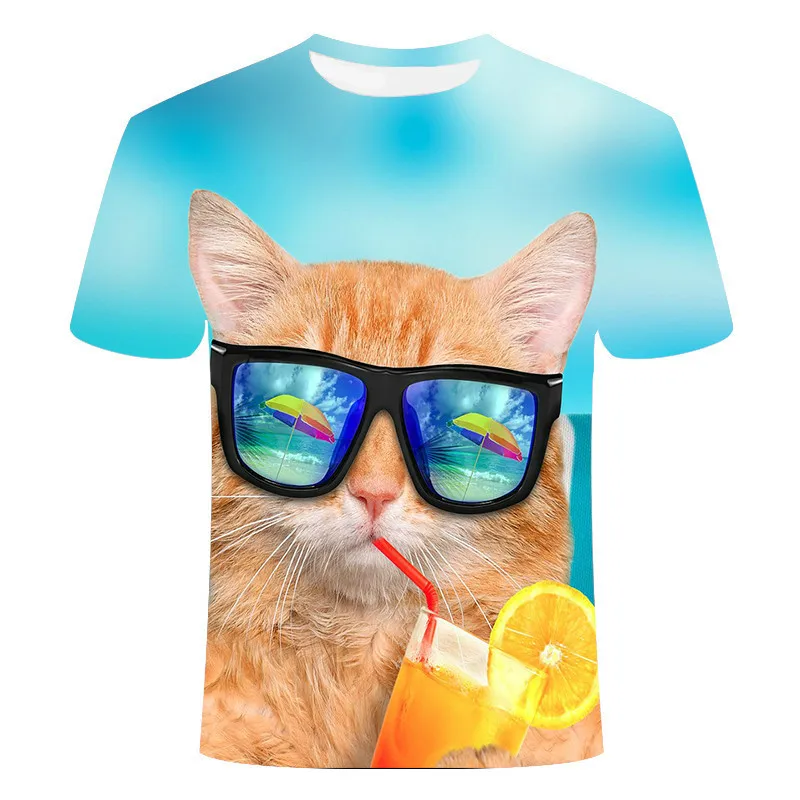 

Boys and girls 3D printed cat short sleeve T-shirt, cartoon casual Custom T-Shirt, street fashion T-shirt, 2021 new summer style