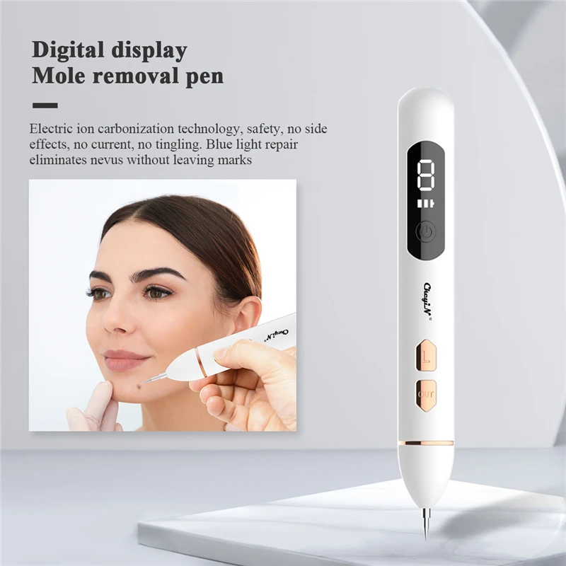 

CkeyiN Dot Mole Pen Laser Plasma Mole Removal Dark Spot Remover Skin Care Point Pen Skin Freckle Wart Removal Tool With display