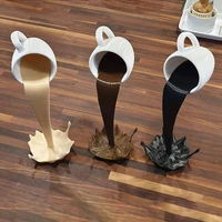 15cm floating spilling coffee cup sculpture kitchen decor spilling magic pouring splash
