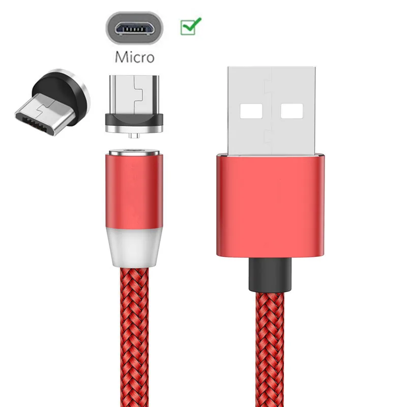 Only Red 1M Cable Для samsung galaxy A10e A6 A7 J6 J4 Nokia 6 5 zte Blade A3 V7 V9 мобильный телефон QC 3,0 быстрое автомобильное зарядное устройство магнитный Micro USB кабель - Тип штекера: Only Red 1M Cable
