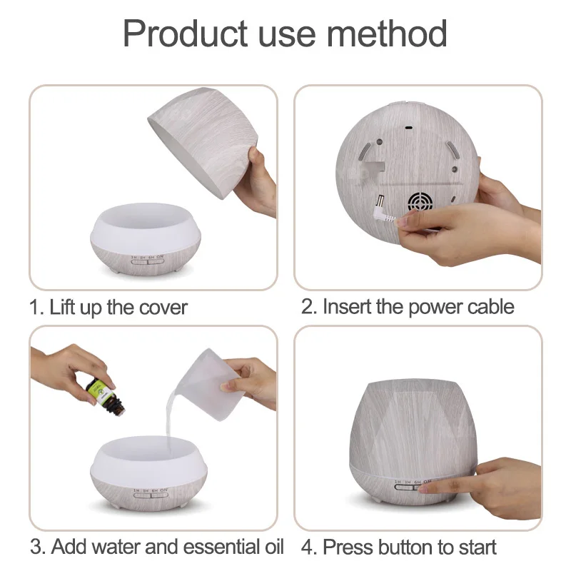 

550ml remote control aroma essential oil diffuser air humidifier white wood with aromatherapy mist maker fogger for home