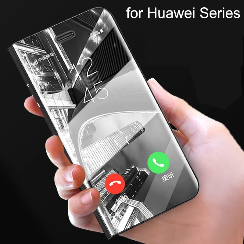 Умный чехол для huawei P30 P20 Pro Lite mate 30 20 10 Honor 20 Pro Nova 5T 4e 3e, чехол с зеркальной прозрачной крышкой из искусственной кожи