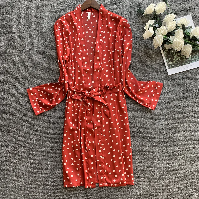 Женская сексуальная пижама дамские шелковые халаты халат с длинным рукавом