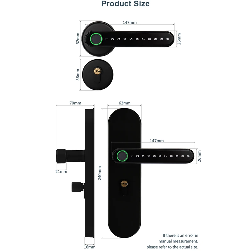 

Tuya Bluetooth Biometric Smart Door Lock Digital Lock for Indoor Home Use APP Real-Time Monitor Privacy Lock Home Device