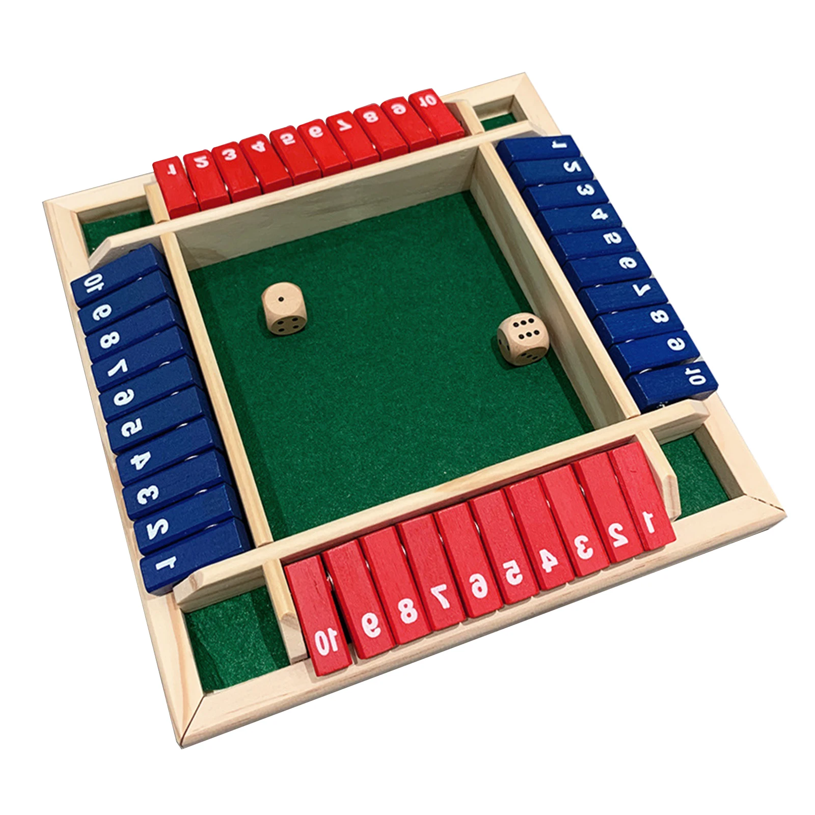 

Wood Four Sided 10 Numbers Board Game Set Dice Table Entertainment Board Game Toy for Family Adults Party