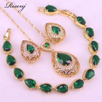promotion big pear 5 color rose gold green store white zircon for women hoop earrings necklace pendant with bracelett60