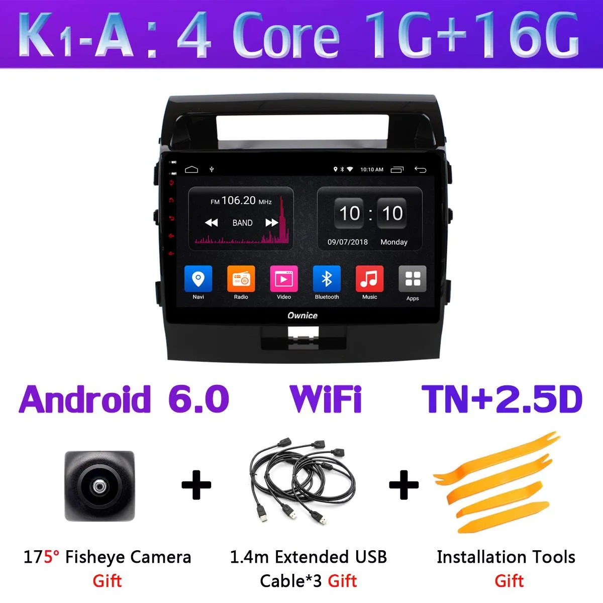 K1-A 360 ° 4* AHD камера Android 9,0 8 ядерный 4 Гб ОЗУ+ 64 ГБ SPDIF DSP CarPlay Автомобильный gps радио плеер для Toyota Land Cruiser 11 200 2007 - Цвет: K1-A