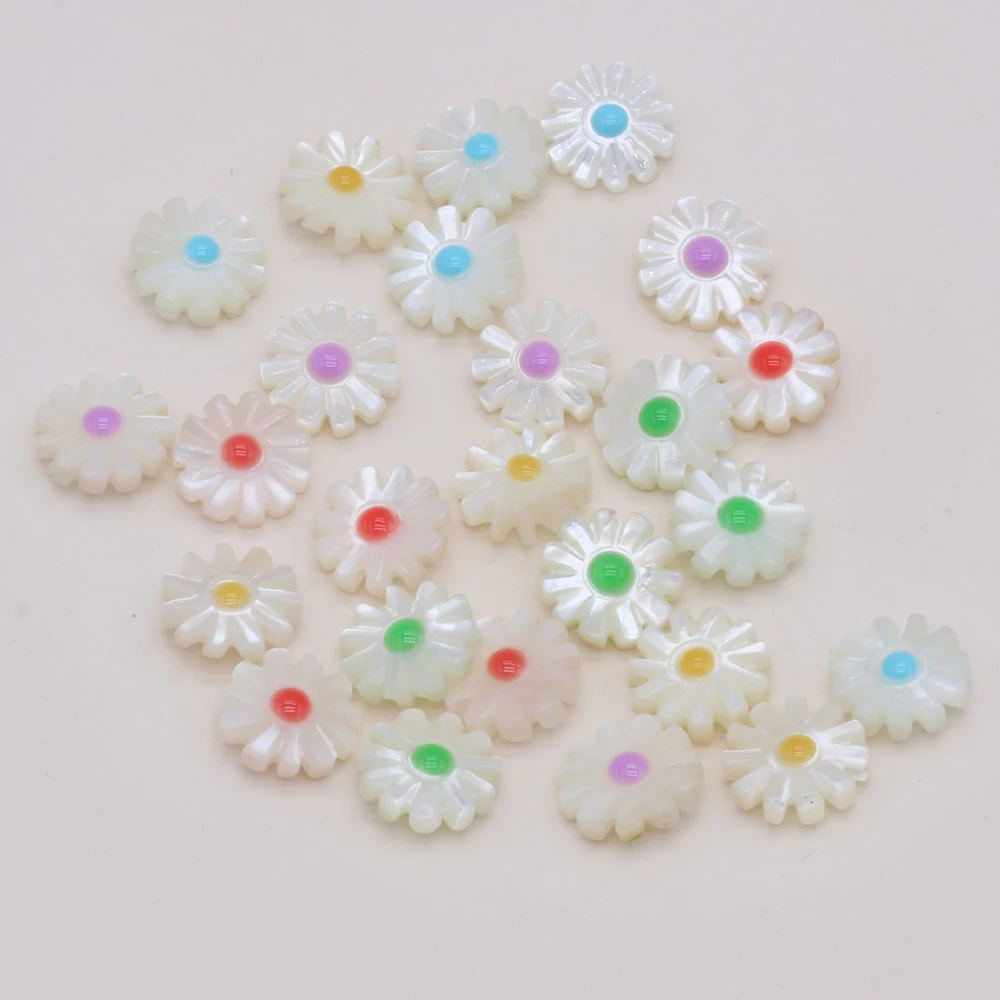 Оптовая продажа 5 шт. бусины из натуральной белой морской ракушки подвески цветок