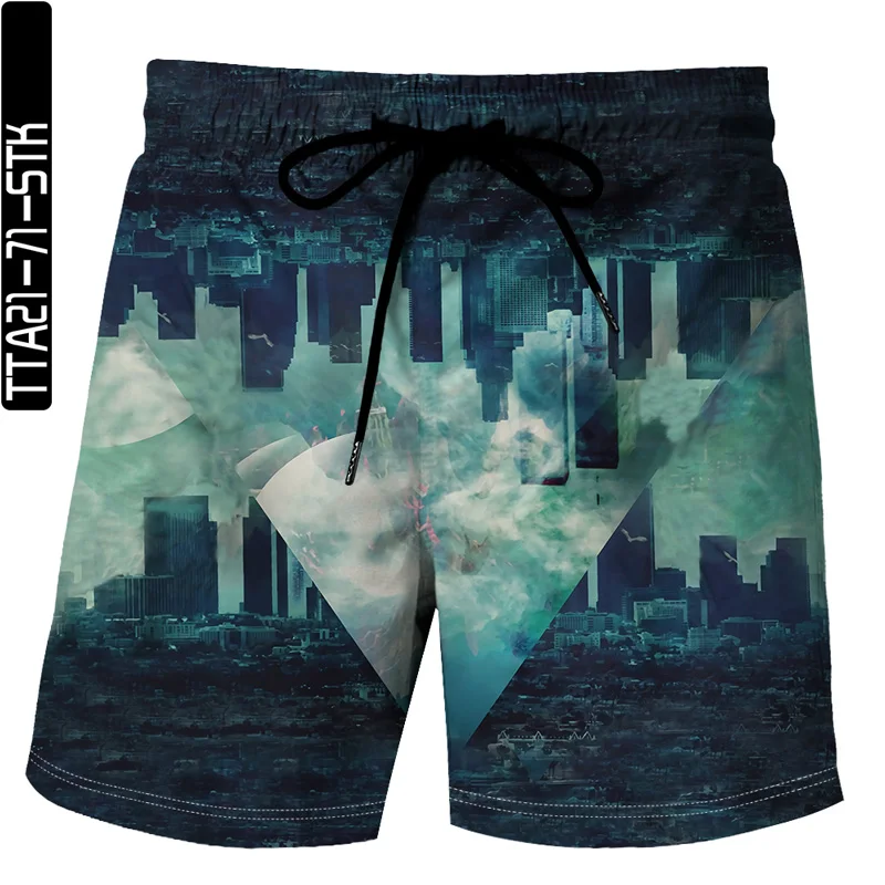 

Summer 3D printed shorts men's swimming shorts quick-drying beach pants men's outdoor running jogging pants cycling shorts