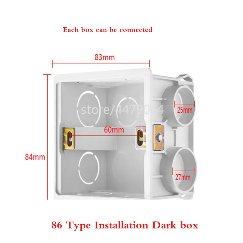 86 Installation box Золотая панель бытовой 1 2 3 4 банды 1 способ 2 способ любой точки стекло зеркало настенный выключатель гнездо 86*86 мм - Цвет: 86 Installation box