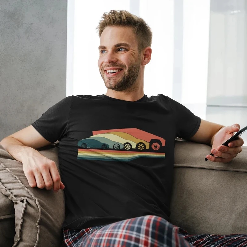 

Retro TESLA Motors Car Pattern Unisex Black Tshirt Men T-Shirt Oversized Graphic Short Sleeve Tops 100% Cotton Men Tee S-9XL