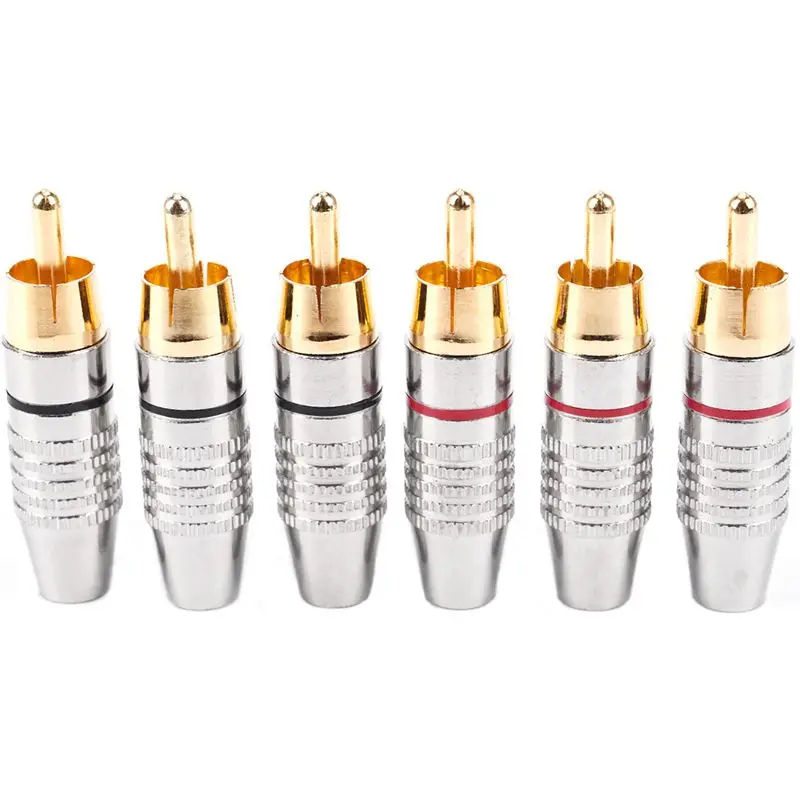 RCA штекер Адаптер аудио Phono позолоченный припой разъем Hi End 6 Pack