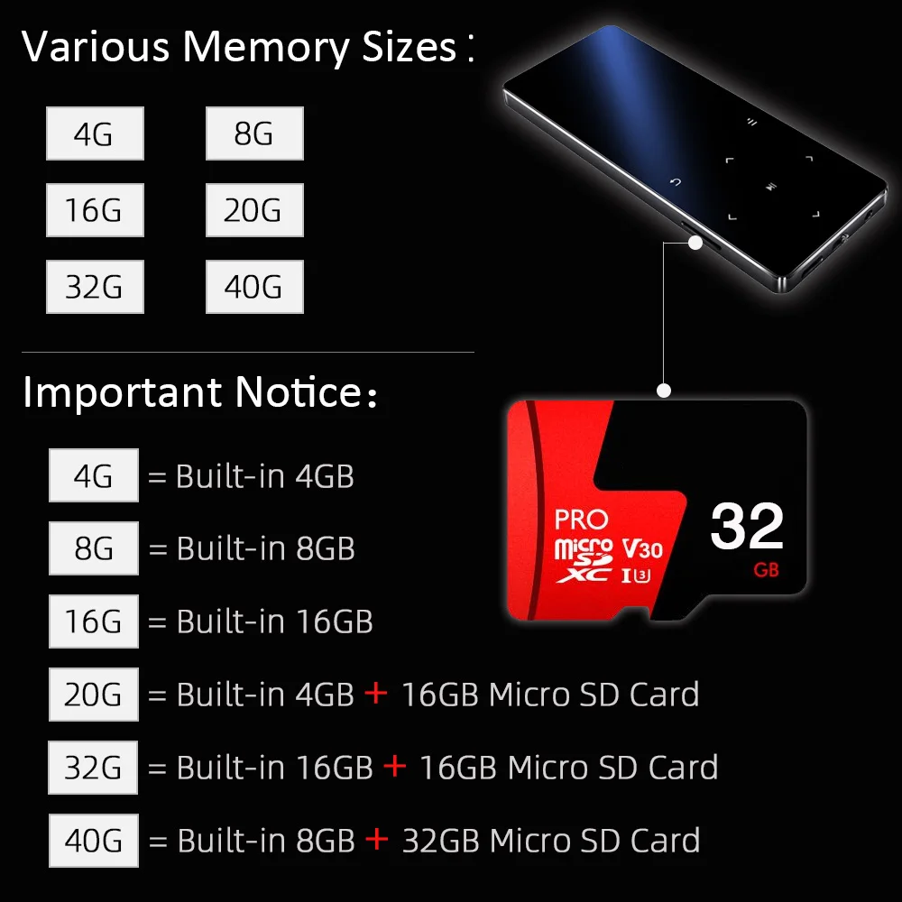 Mp3 плеер REDANT с Bluetooth динамиком встроенным сенсорным ключом 8 ГБ 16 Hi Fi металлический