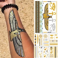 waterproof temporary tattoo sticker metallic gold silver eyes egyptian goddess hies flash tatoo women henna body art fake tatto