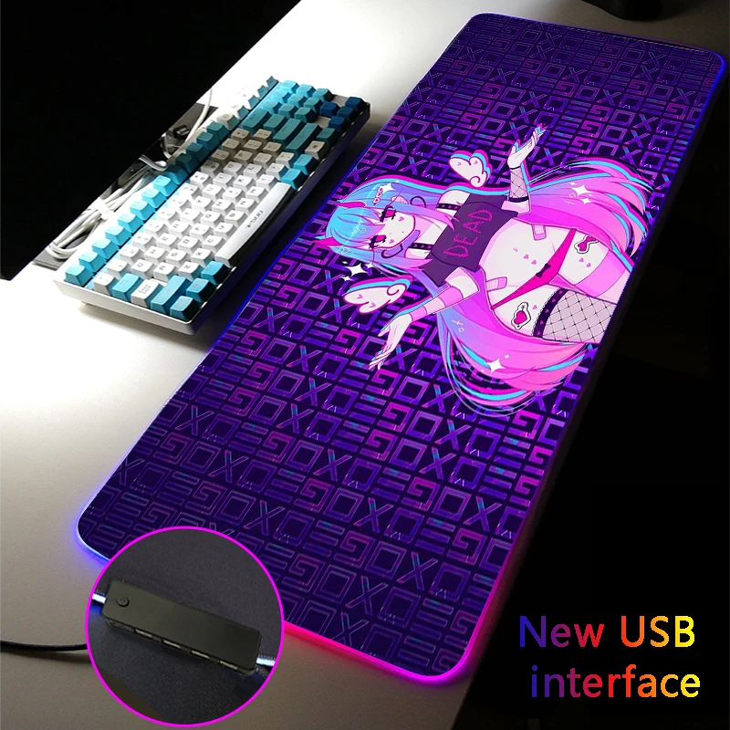

Коврик для мыши с рисунком Аниме Sexy Girl RGB, ковры, большой игровой коврик для мыши с несколькими интерфейсами и четырьмя ребрами, Настольный к...