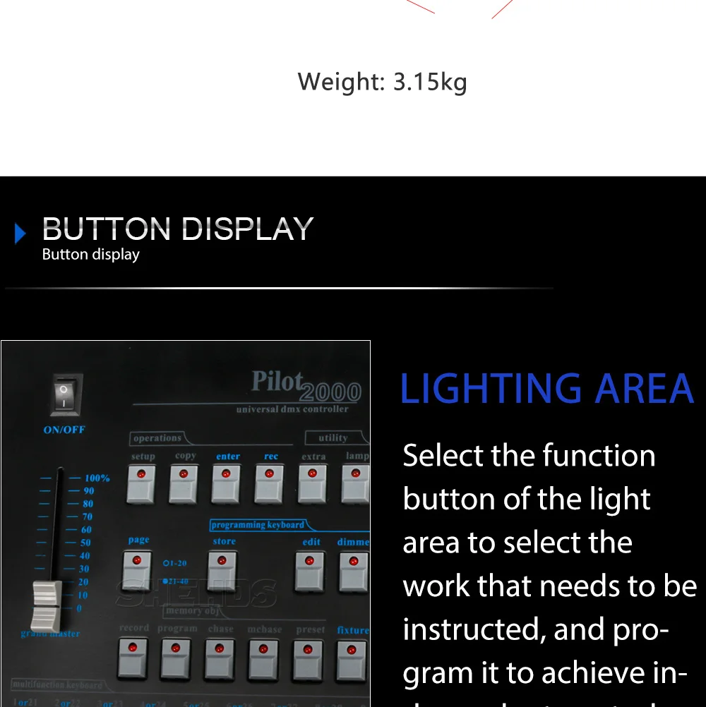 SHEHDS DMX консоль Пилот 2000 DMX 512 контроллер сценический эффект света осветительного оборудования 3 Pin отверстие подходит для сцены диджейское световое оборудование
