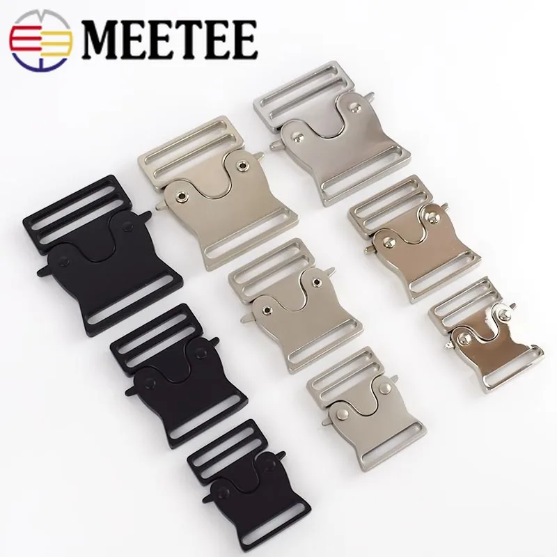 2 шт. Meetee металлический мешок Быстрый боковой застежкой на пряжку 25/30/38 мм Собака Воротник, тканевая лента настроить пряжку одежда, тактическое снаряжение, Ремни аксессуары