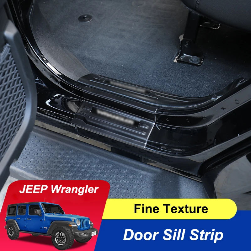 

QHCP Car Accessories External Door Sill Protector Welcome Threshold Pedals SS Guard Scuff Plate Trim For Jeep Wrangler JL 18-21