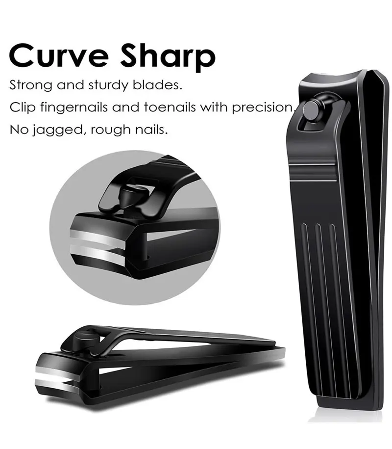 High Quality Black Nail Clipper Straight Blades Nipper Toenail Cutter Fingernail Trimmer Manicure Pedicure Tools For Man Women