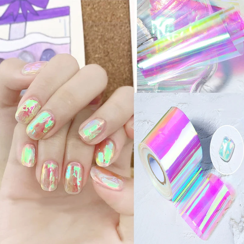 

Стеклянная пленка для ногтей Aurora Nails 5x100 см, наклейка из целлофановой бумаги, корейский дизайн ногтей, модный дизайн, ледяной кубик, маникюр, ...