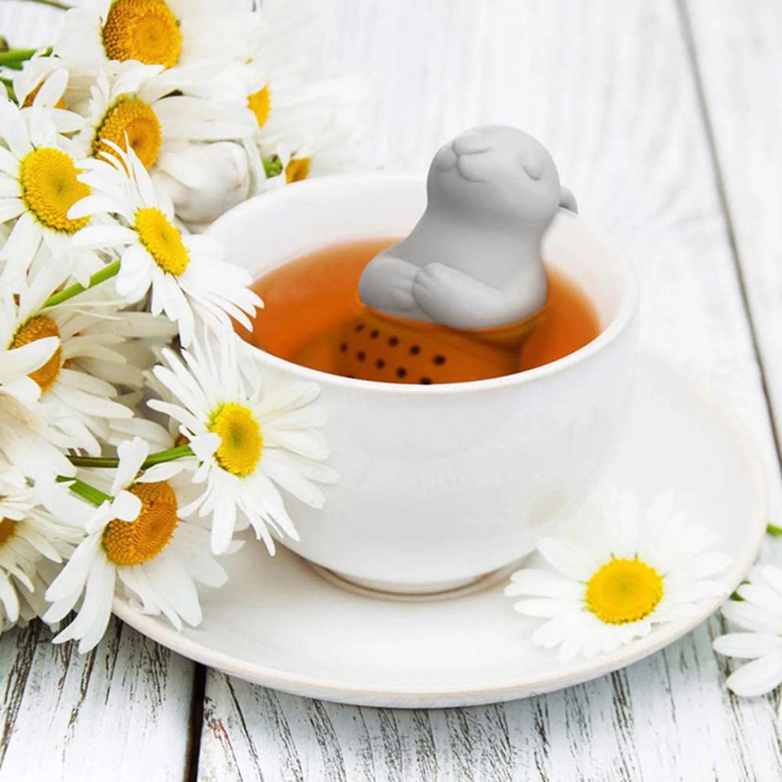 

Bunny Soaking In Hot Spring Tea Leak Filter Reusable Tea Strainer Teapot Tea Infuser Tea Leaf Spice Filter Tea Accessories
