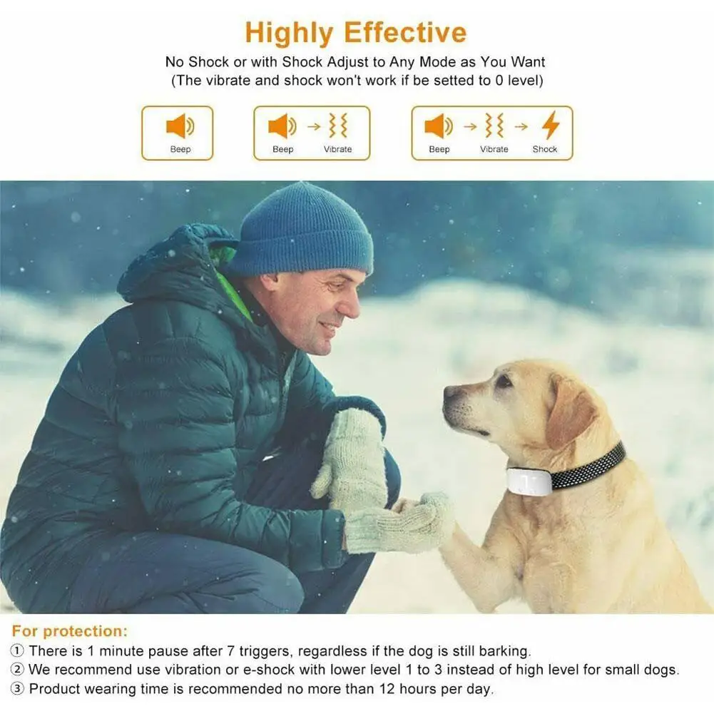 

Anti Bark Dog CollarElectric Shock Vibration Beep No Barking Auto Training Collar For Dogs Rechargeable Dog Accessories