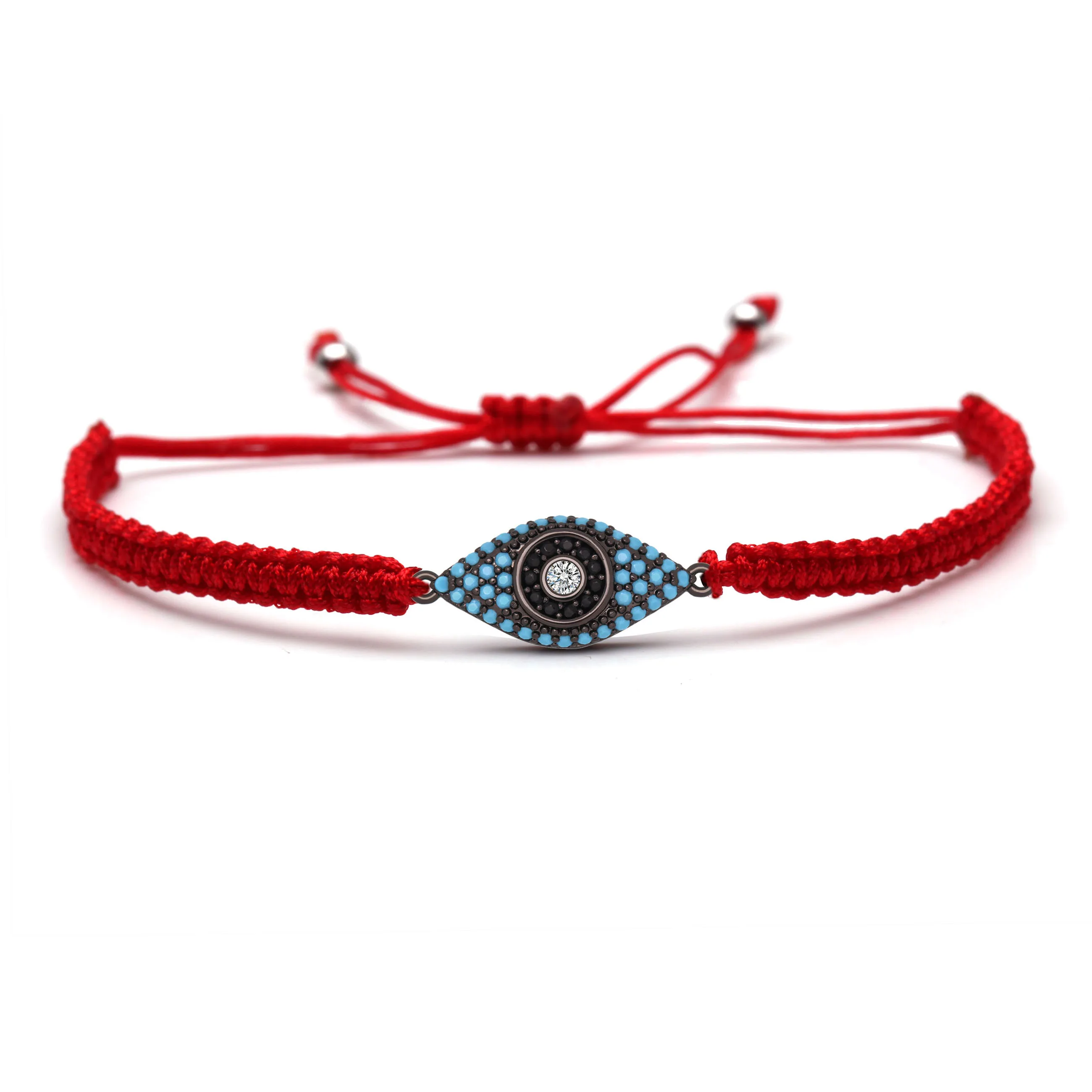 Пистолет металл сглаза Белый Синий Черный Циркон Кристалл Макраме Браслет для