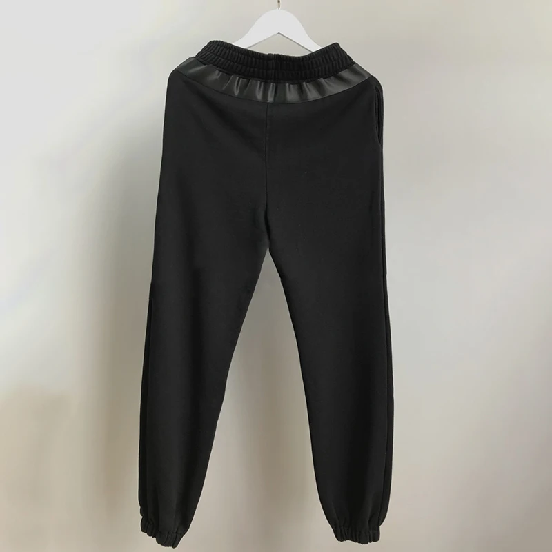 

VGH Black Casual Sporty Pants For Women High Waist Sashes Minimalist Trousers Female Spring Fashion New Clothing 2021 Stylish