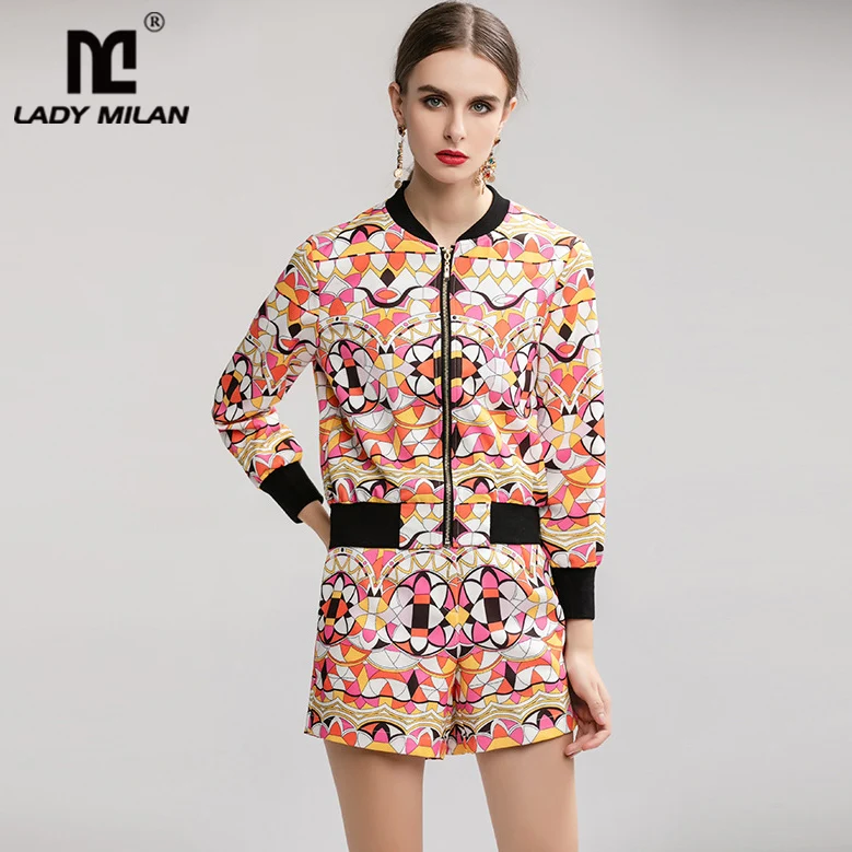 Женские Подиумные комплекты двойки с длинными рукавами бейсбольная куртка