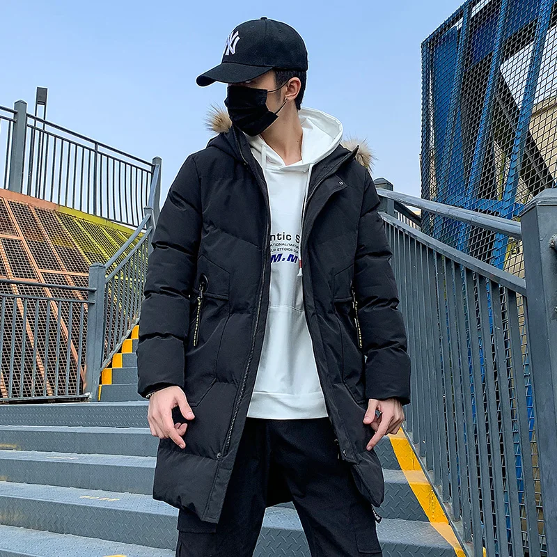 Winter Coat Men jacket Windbreaker Fur Hooded Thicken Jacket Men's Streetwear Hip hop Military Trench Long Parka