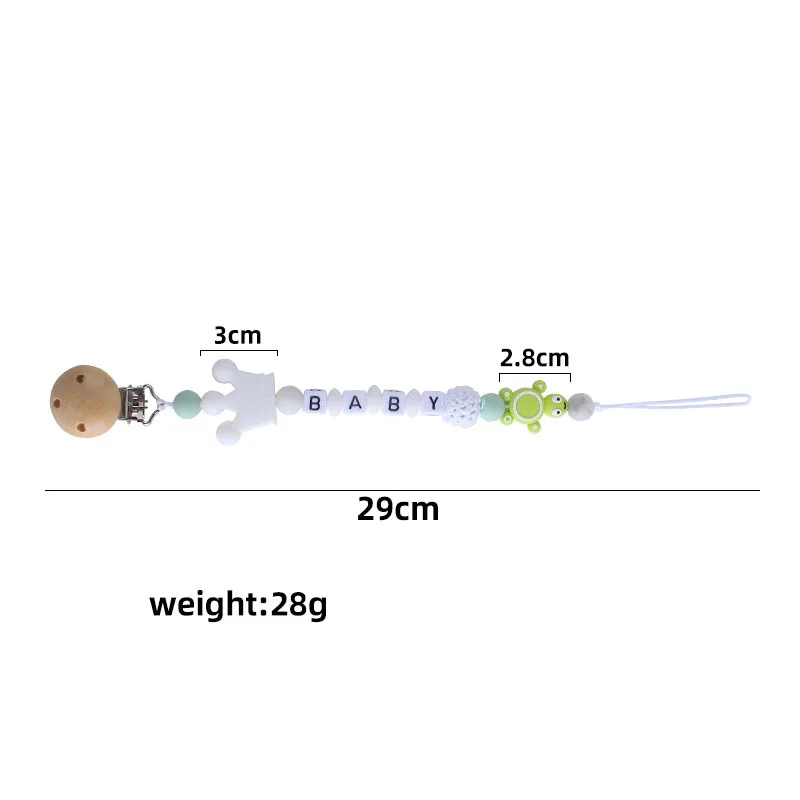 Coskiss-chupete de cuentas de tortuga de silicona para beb&eacute;, 1 Uds., cadena de animales de dibujos animados, Mini corona, mordedor de dentici&oacute;n, juguetes para lactantes, regalo-5