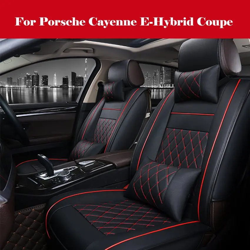 

Luxury PU Leather Car Seat Covers Sit Cushion Protect Set Car Accessories 5-Sits car styling For Porsche Cayenne E-Hybrid Coupe