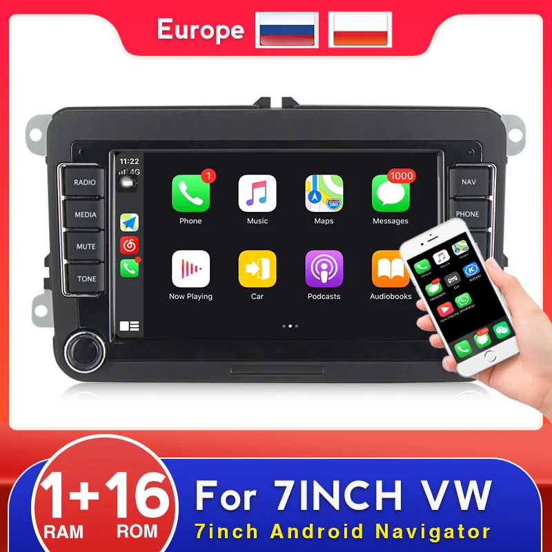 

7 дюймов Android автомобильный Радио для VW/Volkswagen Golf/Passat/b7/b6/Skoda/Seat/Octavia/Polo Tiguan GPS мультимедийный плеер 1 Гб + 16 Гб Carplay