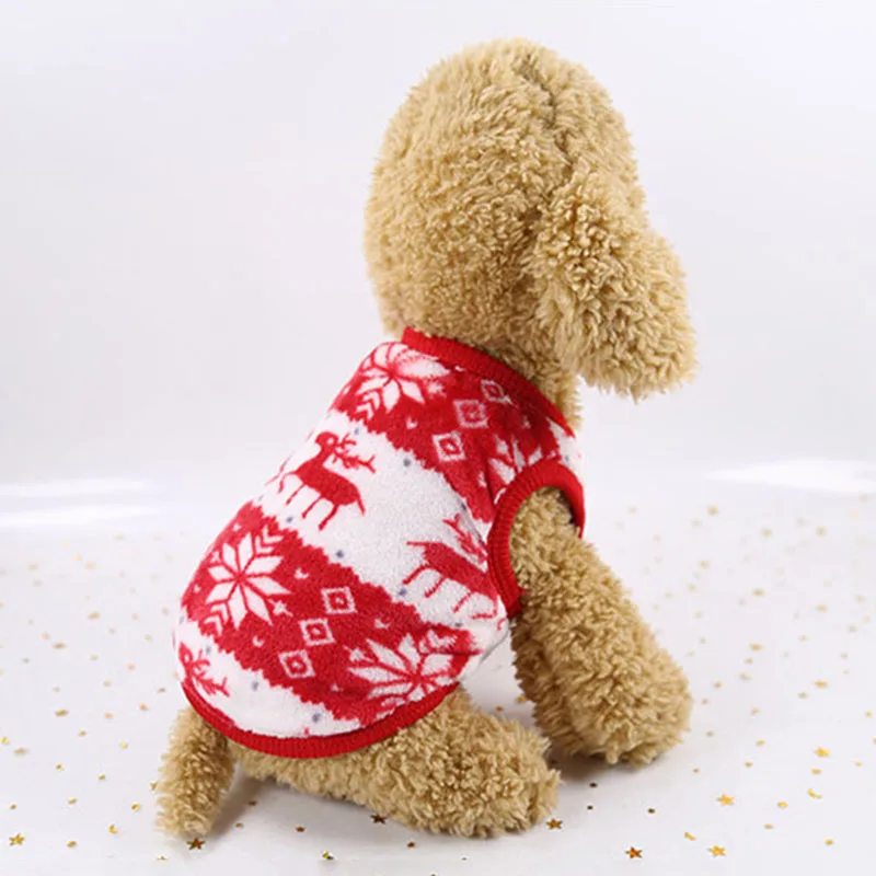 Рождественский костюм для кошек супермягкий и теплый фланелевый жилет щенков