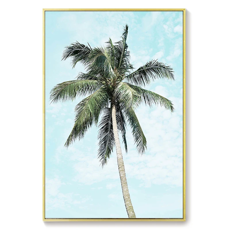 

Nordic Style Wall Art Decoration Seaside Beach Palm Trees Ocean Waves Landscape Prints Canvas Oil Painting Posters for Living Ro