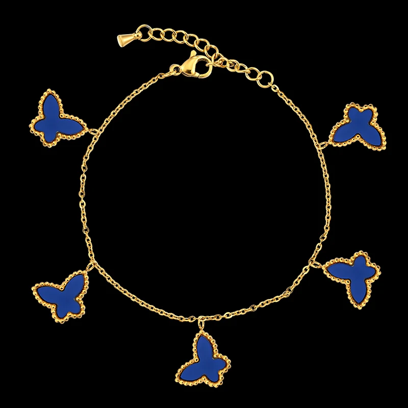 

Простой браслет Lanruisha из нержавеющей стали, браслет с ракушками бабочек разных цветов, женский браслет, Классические повседневные модные ук...