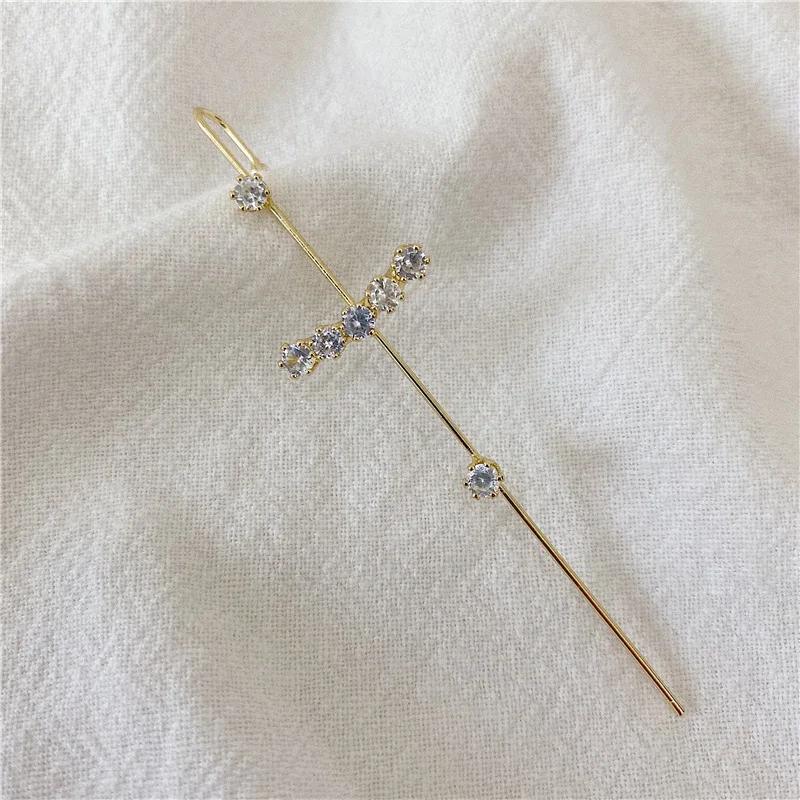 

Bohemian Wedding Ear Wrap Crawler Hook Earring Crystal Stud Earrings For Woman Lightning Zirconia Climber Earrings Jewelry