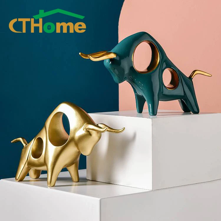 Taurus Figurine Sculpture Bull Statue Reisn Symbol of the year 2021 ox lucky figurine Animal Ox Home Decor | Дом и сад