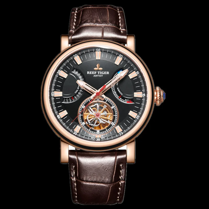 Мужские брендовые автоматические часы Reef Tiger/RT водонепроницаемые со стальным